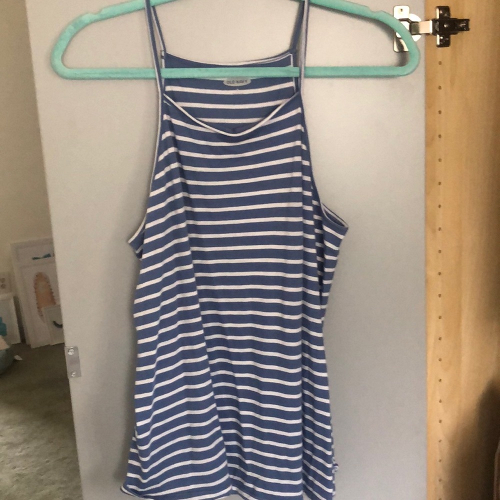 Blue and White Striped Tank